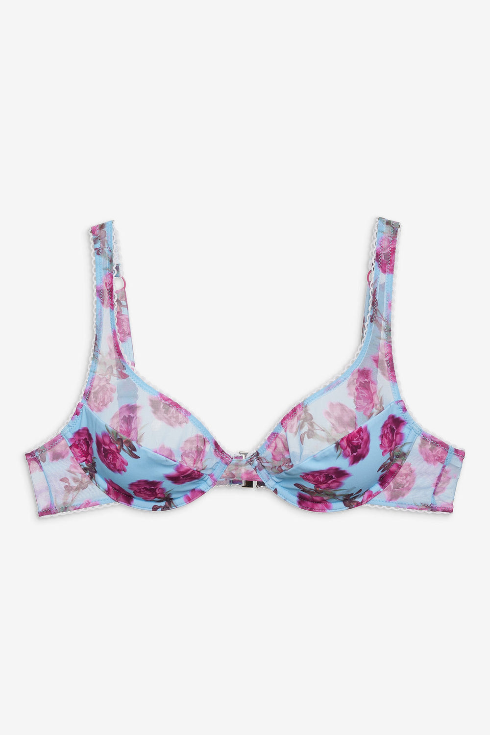 Floral Stems Underwire Bikini Top Blue
