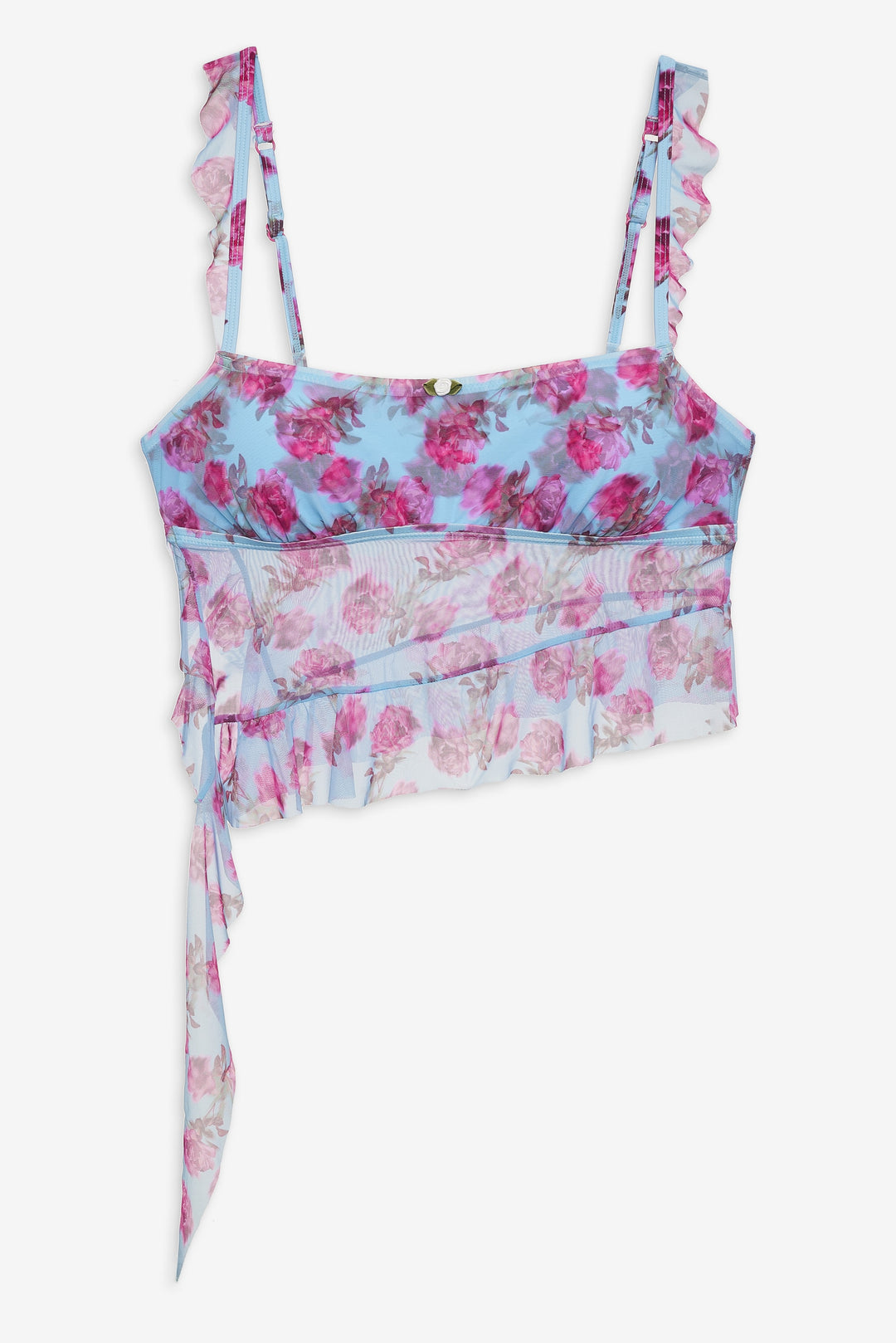 Floral Stems Ruffle Tankini Blue