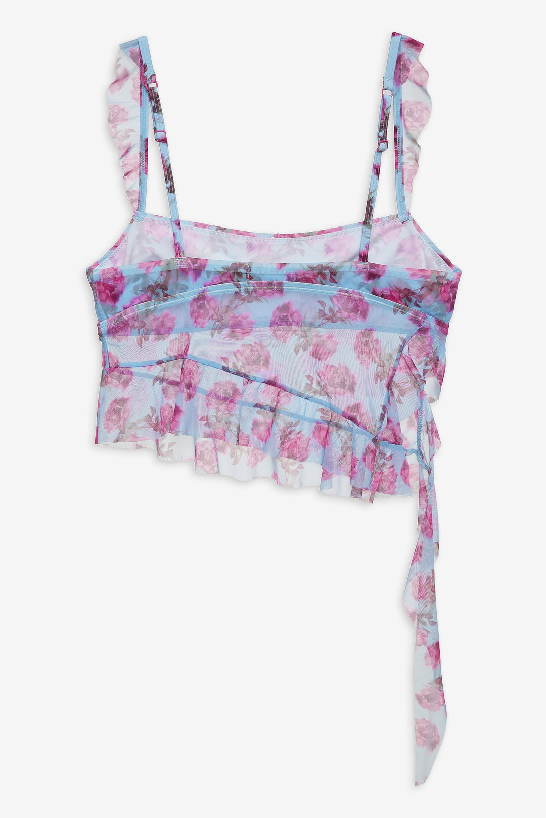 Floral Stems Ruffle Tankini Blue