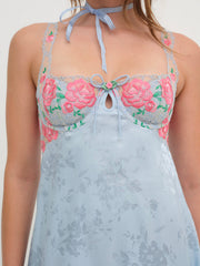 Vintage Rose Eyelet Slip Blue