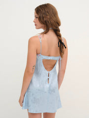 Vintage Rose Eyelet Slip Blue