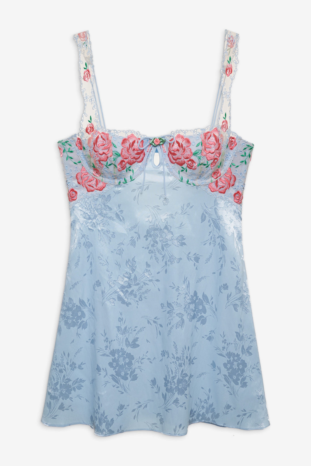 Vintage Rose Eyelet Slip Blue