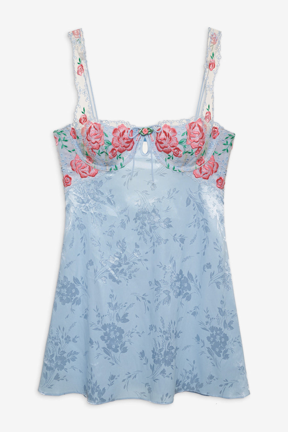 Vintage Rose Eyelet Slip Blue