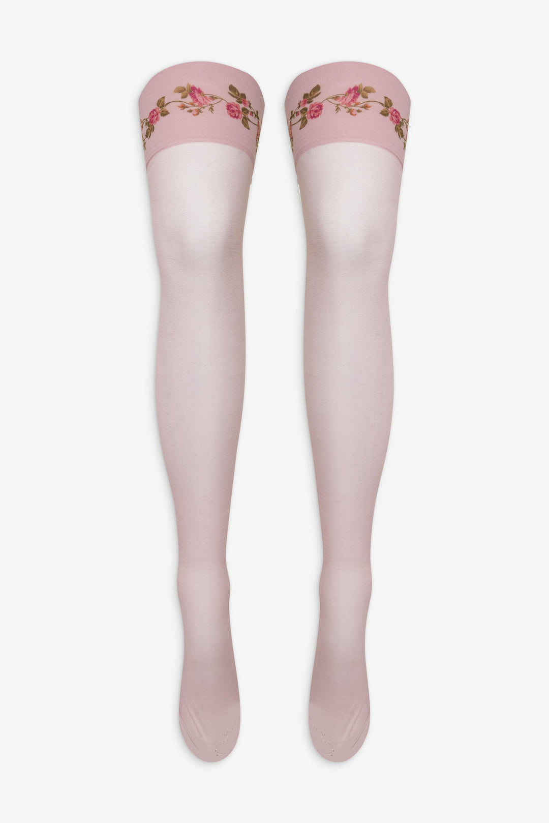 Rose Vine Thigh-High Socks Pink