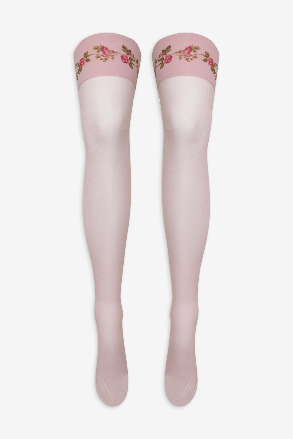Rose Vine Thigh-High Socks Pink