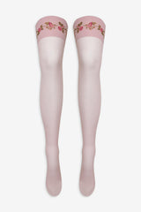 Rose Vine Thigh-High Socks Pink