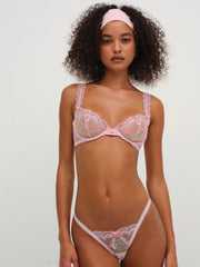 Ily Embroidered Thong Panty Pink