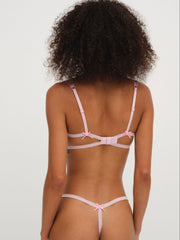 Ily Embroidered Thong Panty Pink