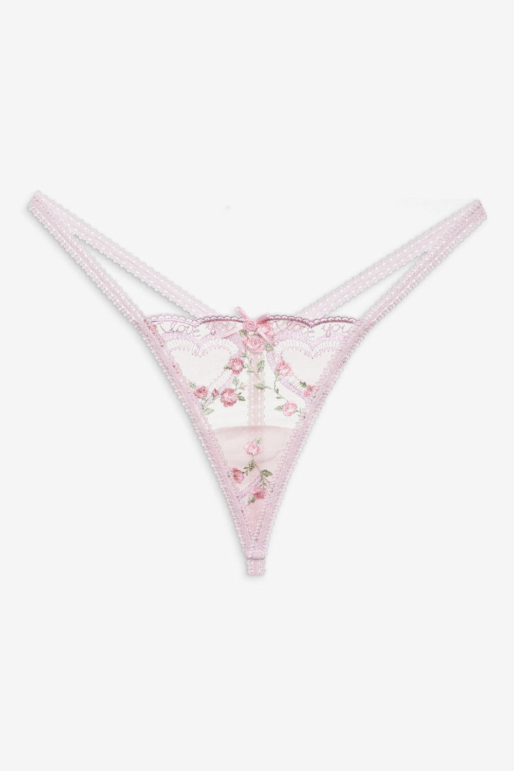 Ily Embroidered Thong Panty Pink