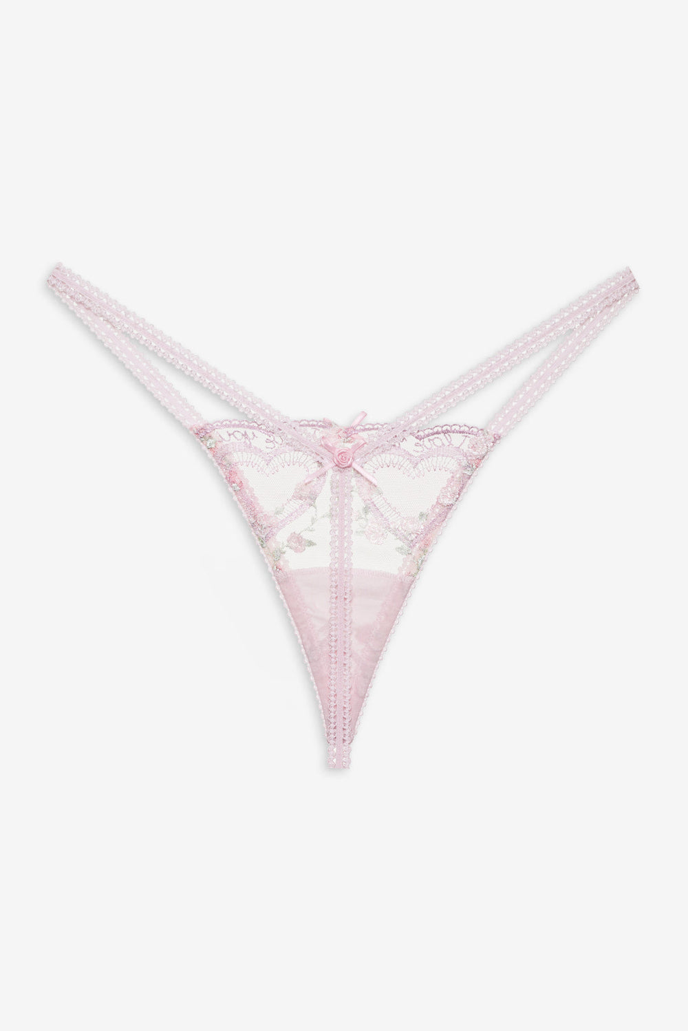 Ily Embroidered Thong Panty Pink