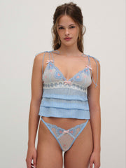 Dainty Doily Thong Panty Blue