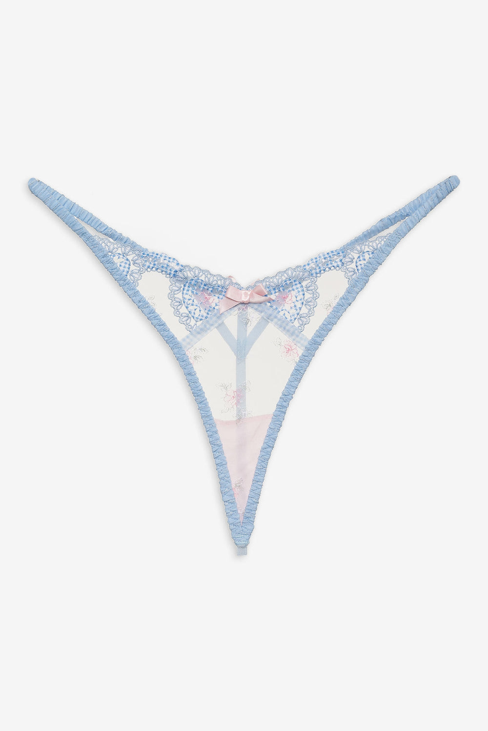 Dainty Doily Thong Panty Blue