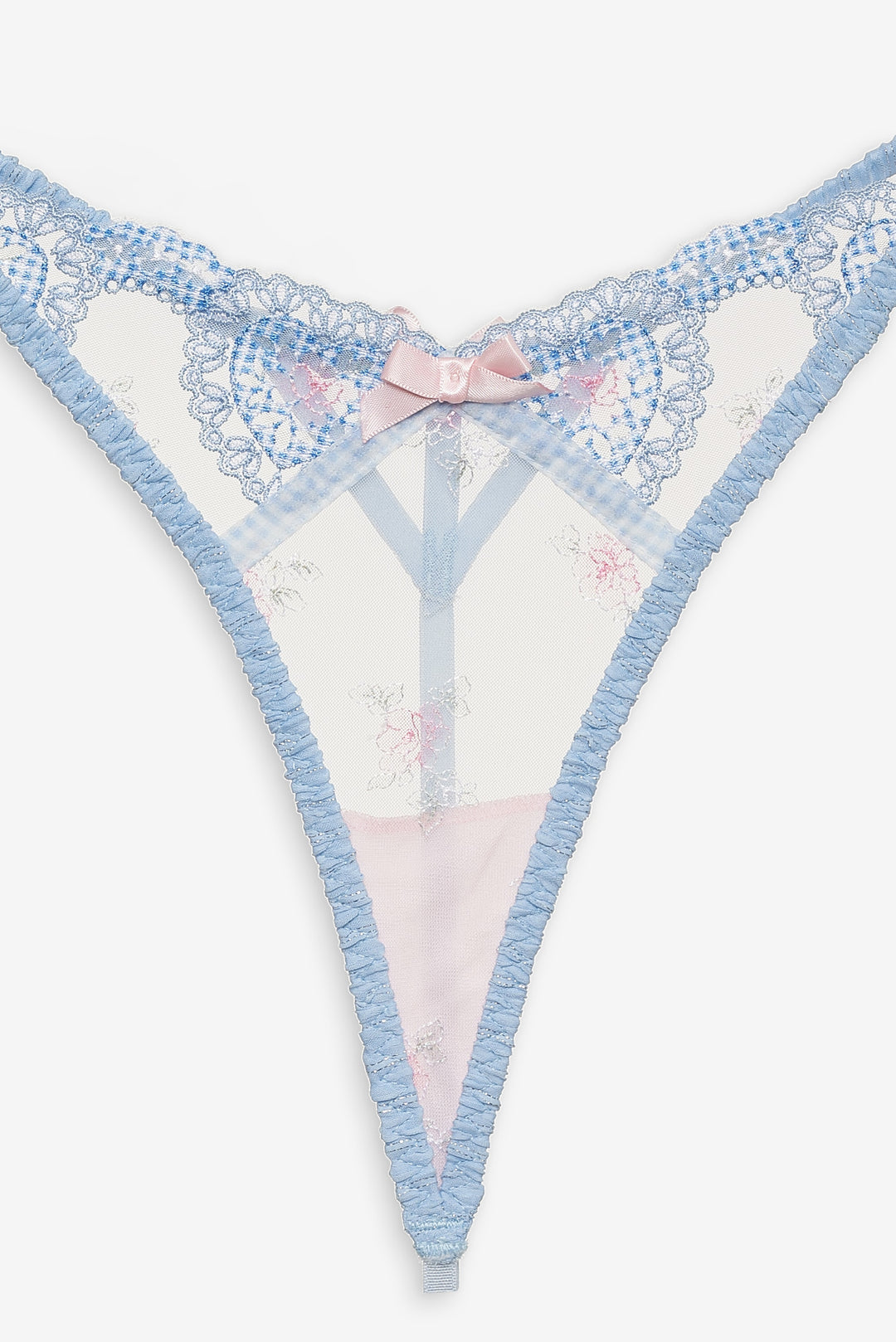 Dainty Doily Thong Panty Blue