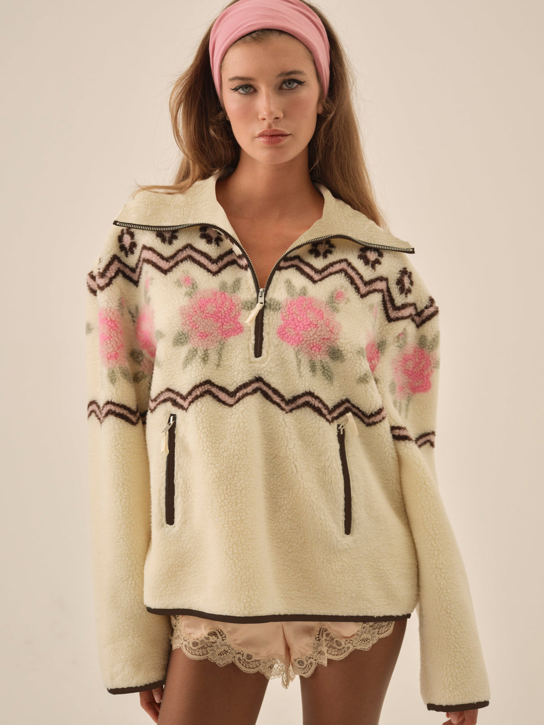 Posey Sherpa Pullover White