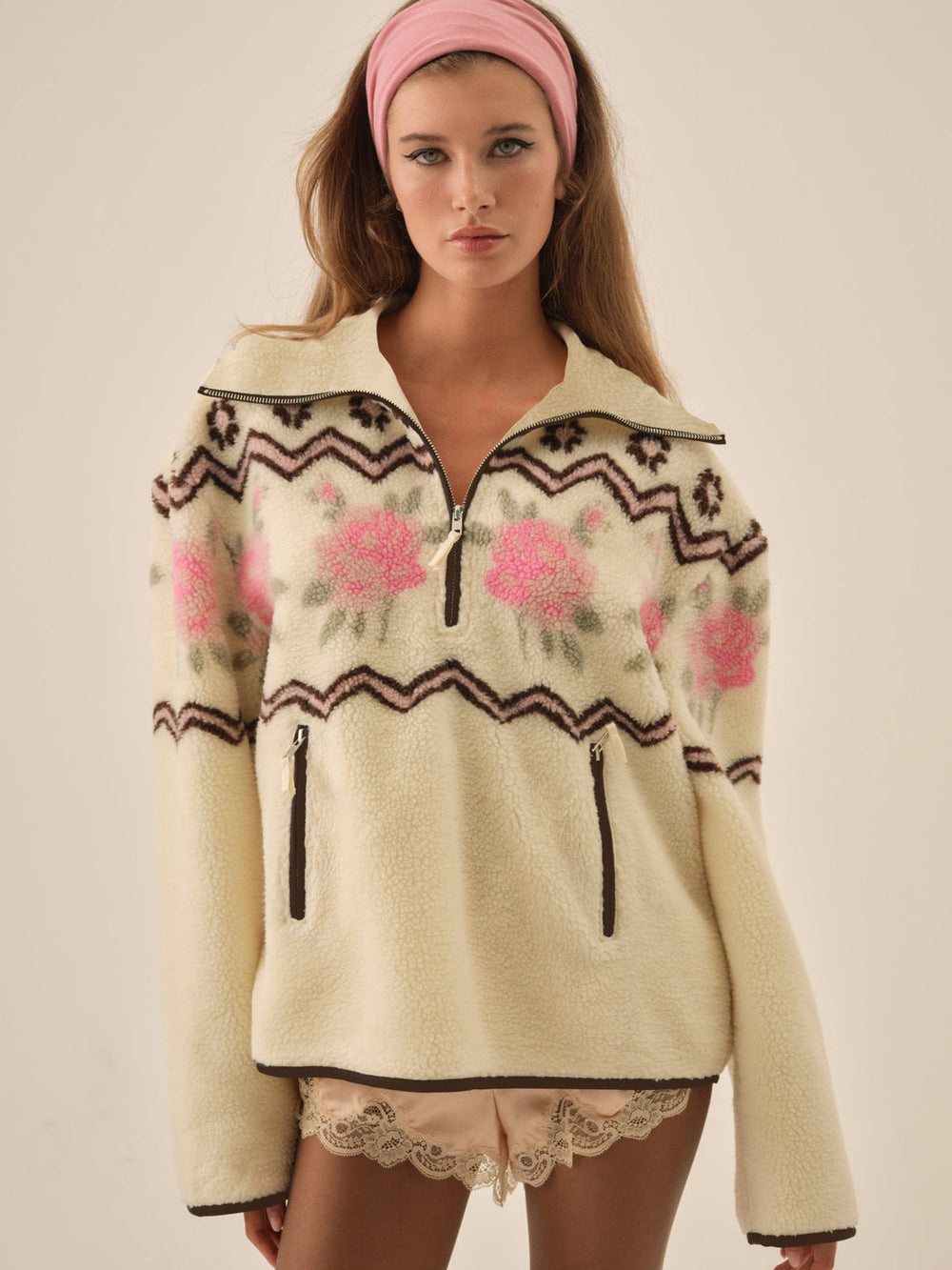 Posey Sherpa Pullover White
