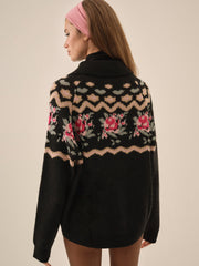 Ski Lodge Zip-Up Sweater Black