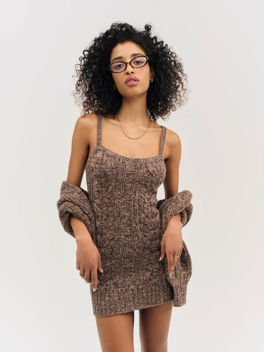 Nathalie Knit Mini Dress Brown