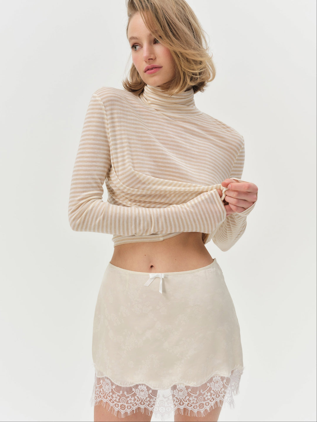 Athena Turtle Neck Top Cream