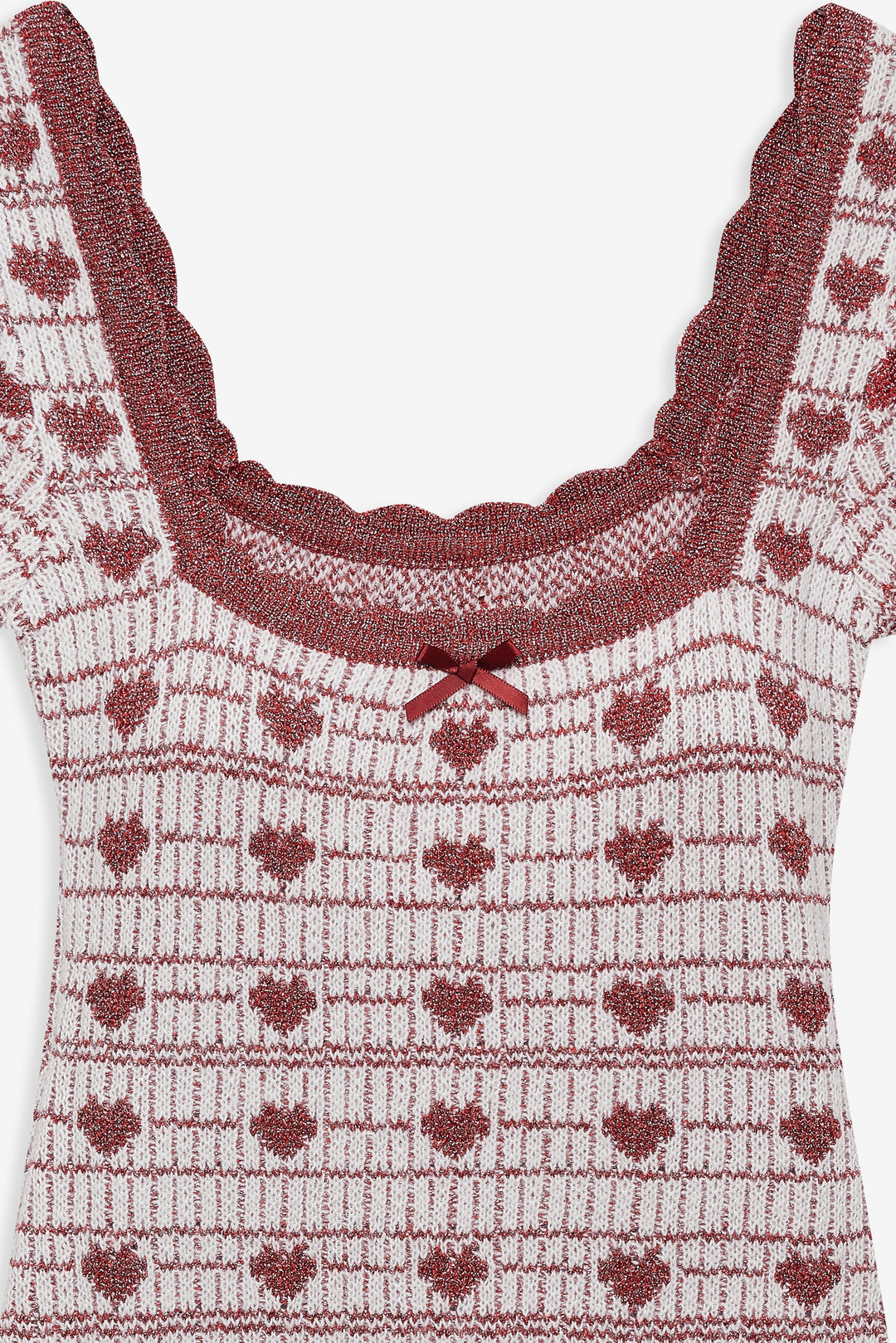 Candy Heart Knit Mini Dress Cream