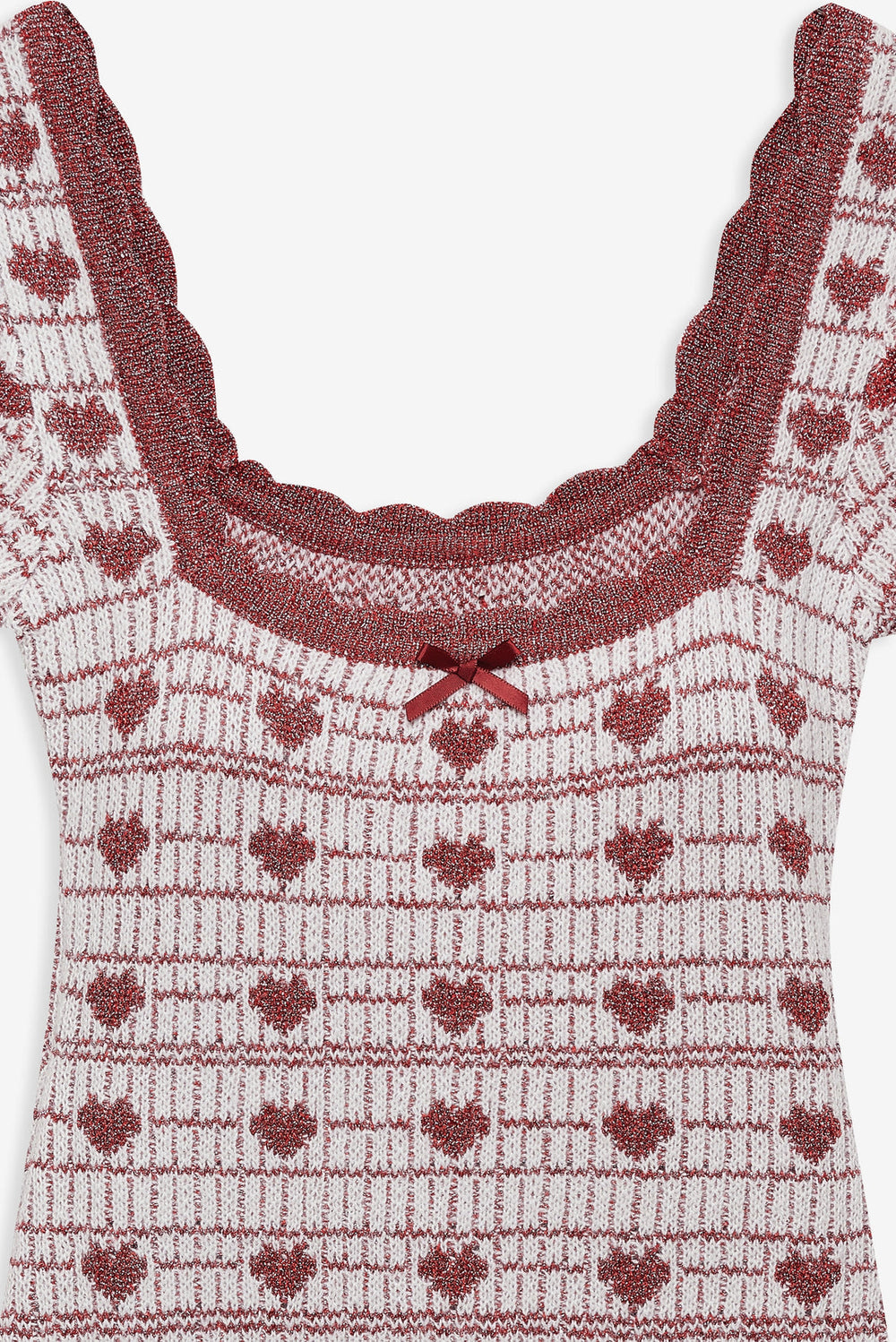Candy Heart Knit Mini Dress Cream