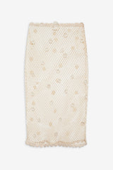 Betty Bouquet Knit Midi Skirt Cream