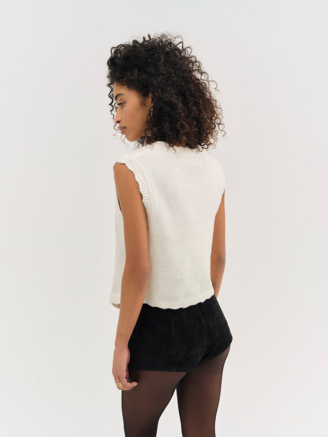 Molly Embroidered Sweater Vest Cream