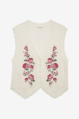 Molly Embroidered Sweater Vest Cream