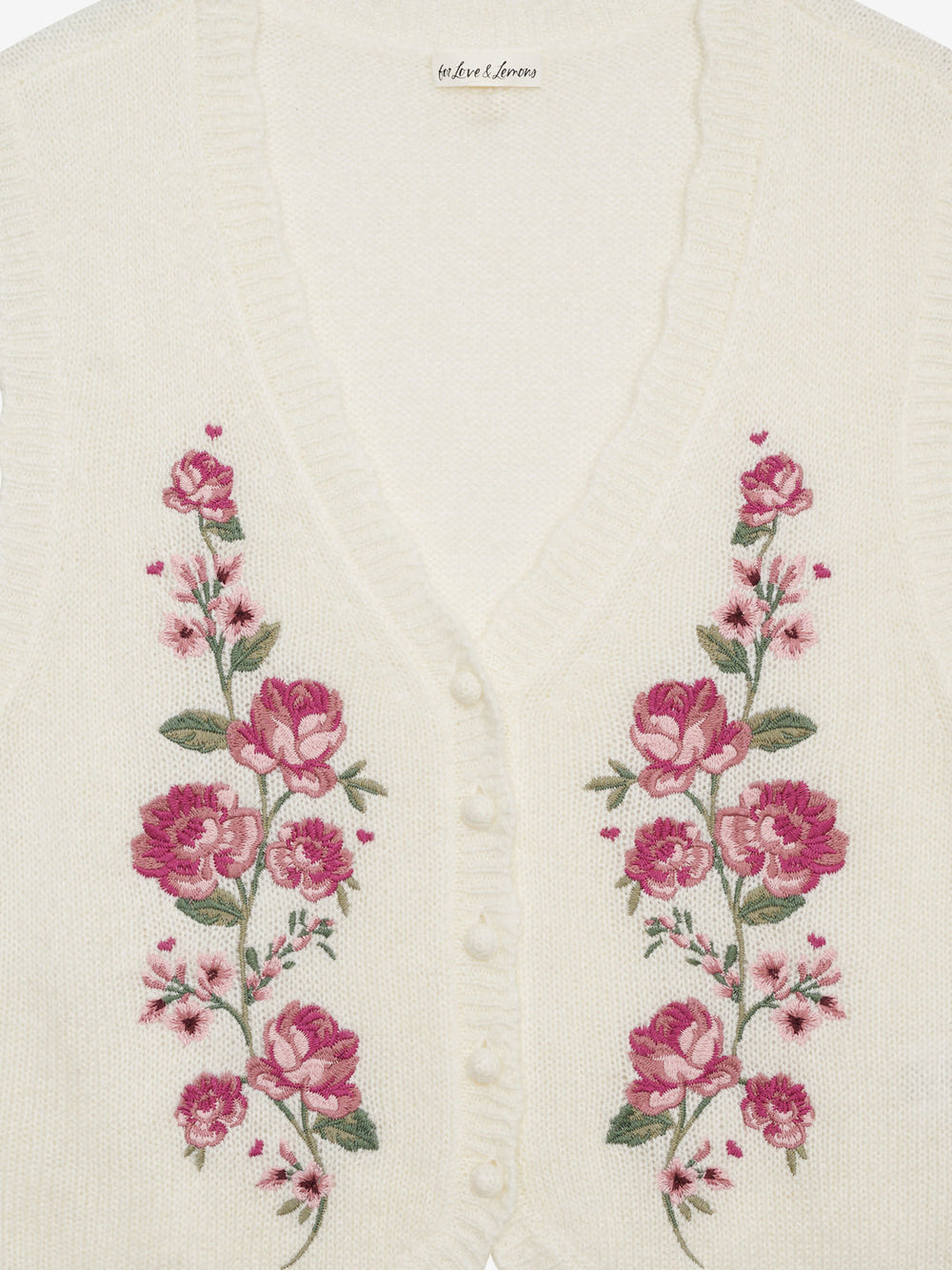 Molly Embroidered Sweater Vest Cream