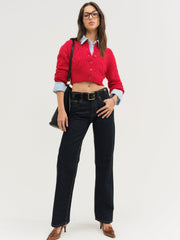 Camille Cable Knit Cardigan Red