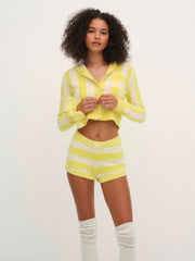 Sleepy Stripe Hoodie Yellow