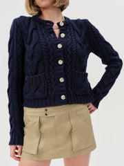 Emily Cable Knit Cardigan Navy