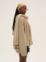 Solana Cardigan with Scarf Tan