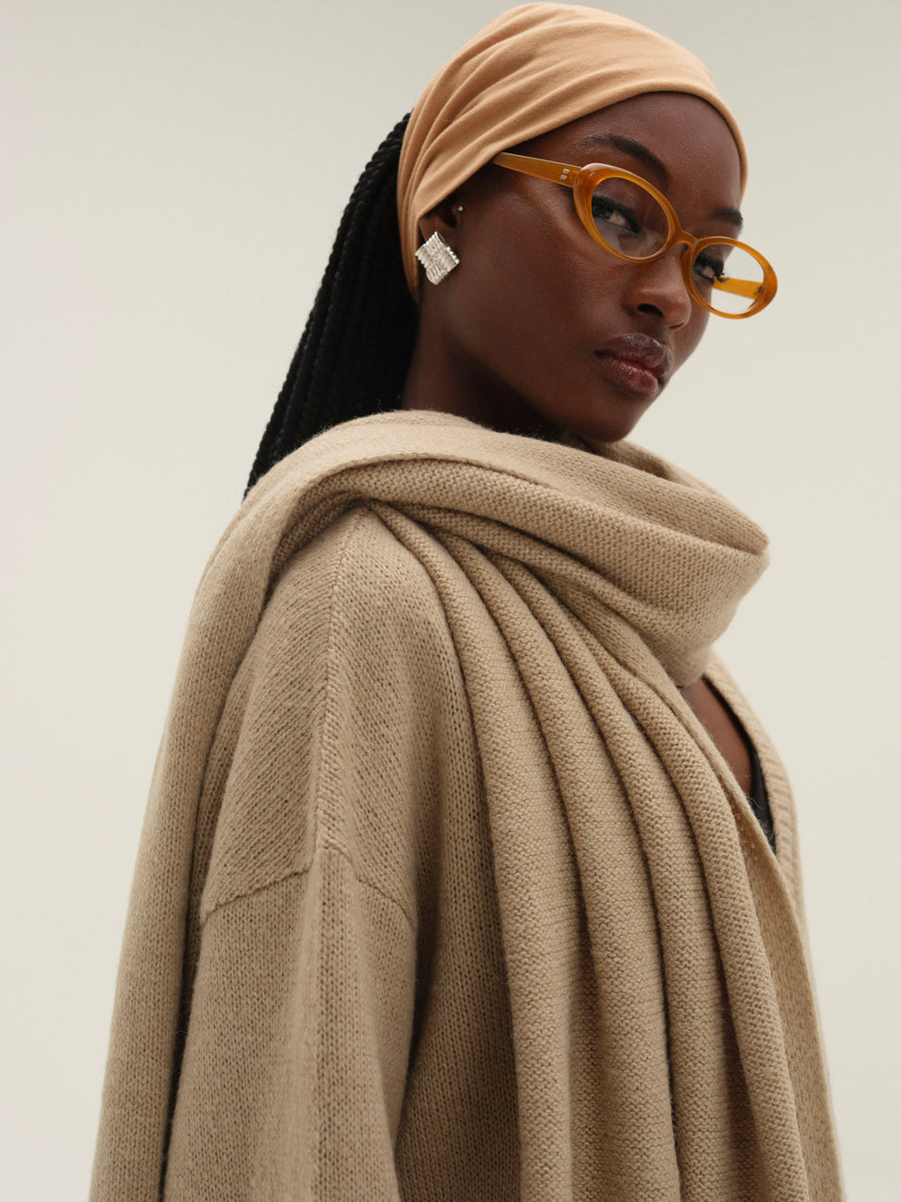 Solana Cardigan with Scarf Tan