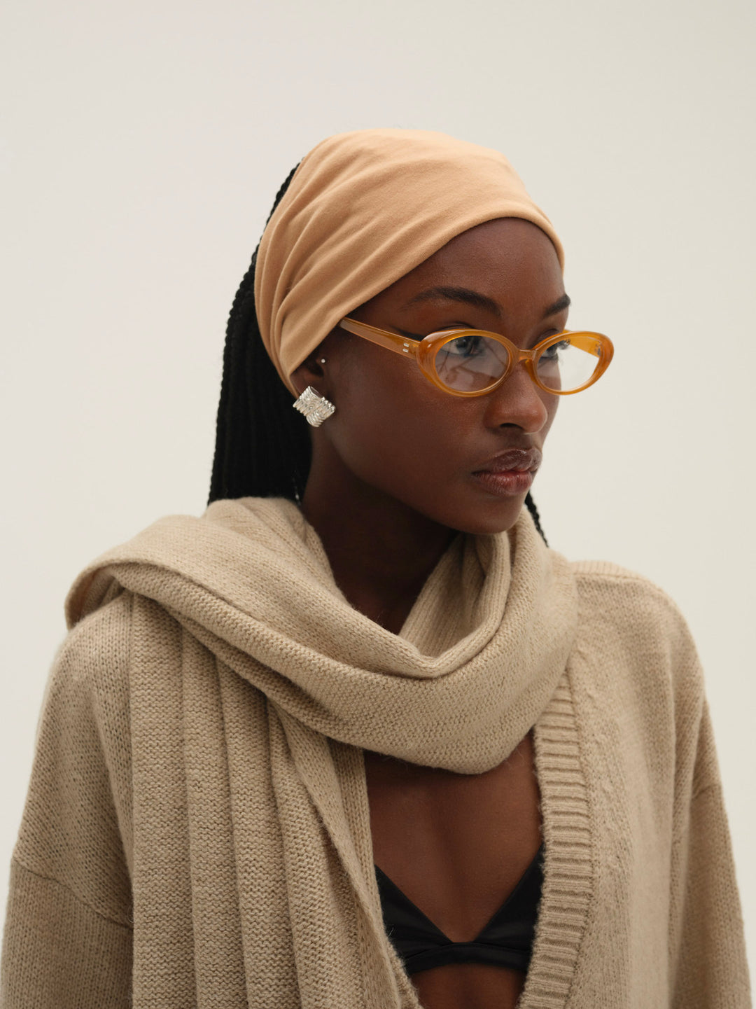 Solana Cardigan with Scarf Tan