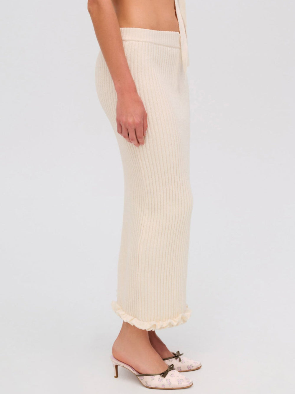 Rey Knit Midi Skirt Cream