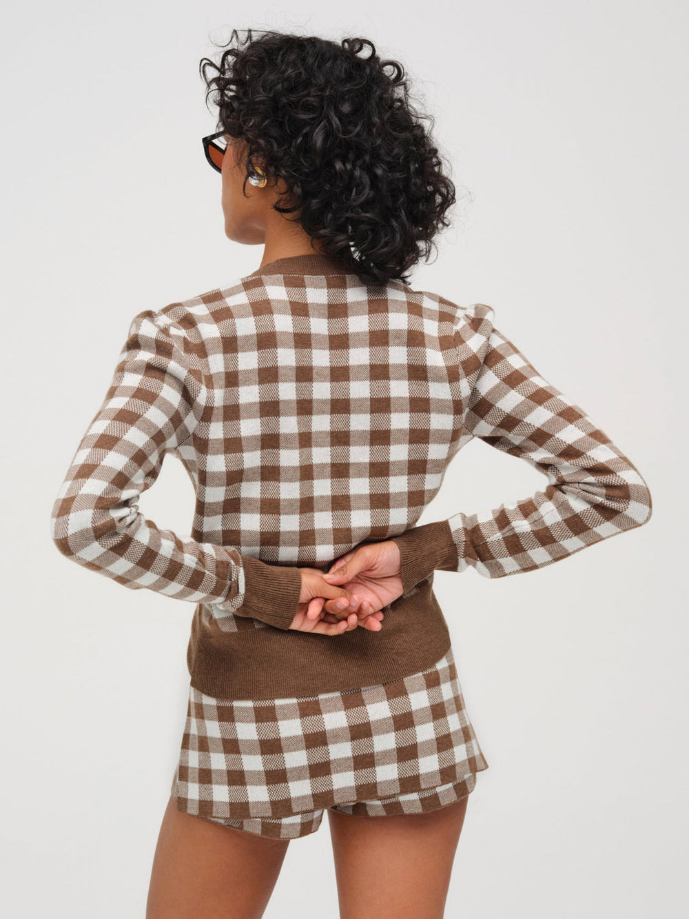 Gingham Knit Skort Brown