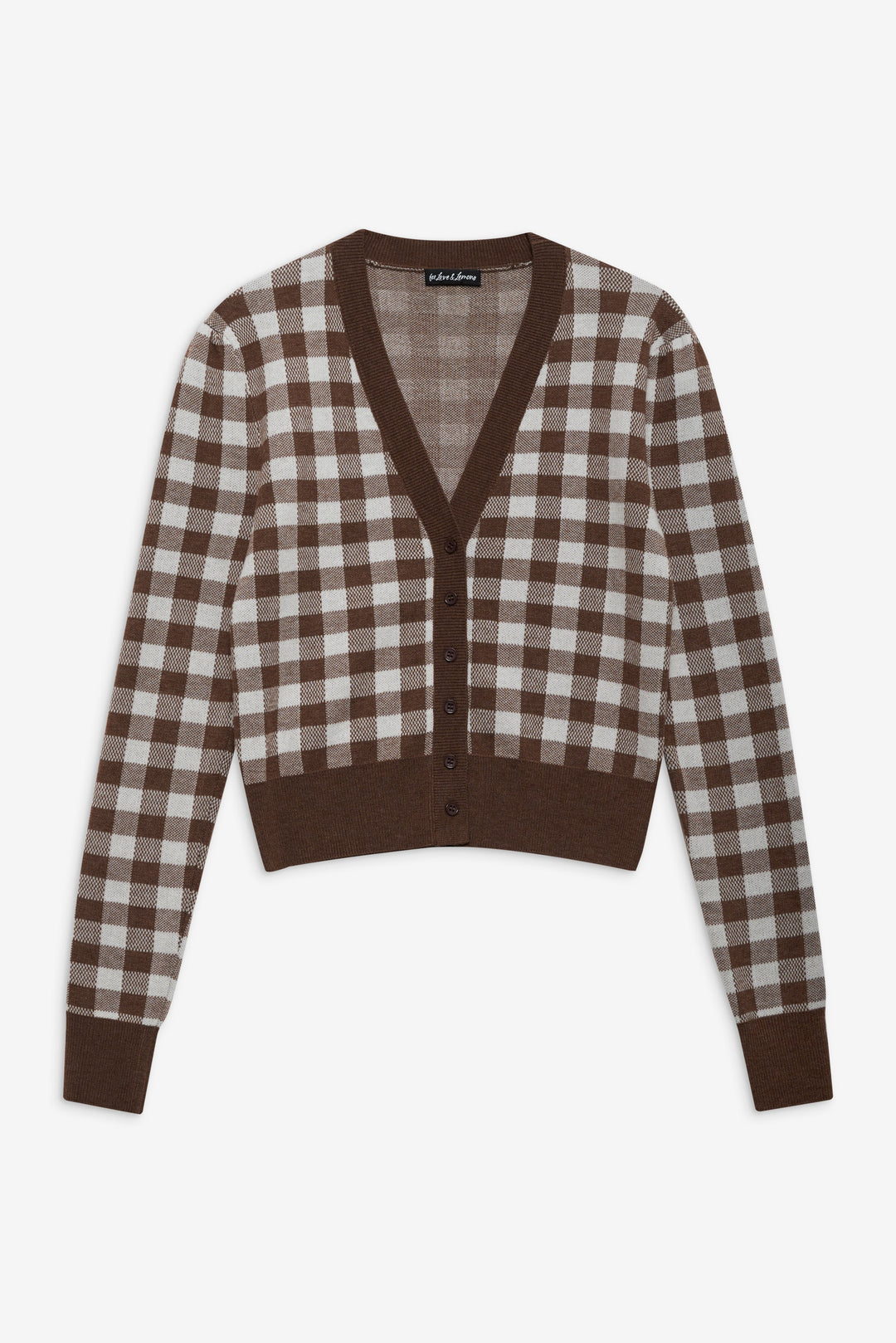 Gingham Knit Cardigan Brown