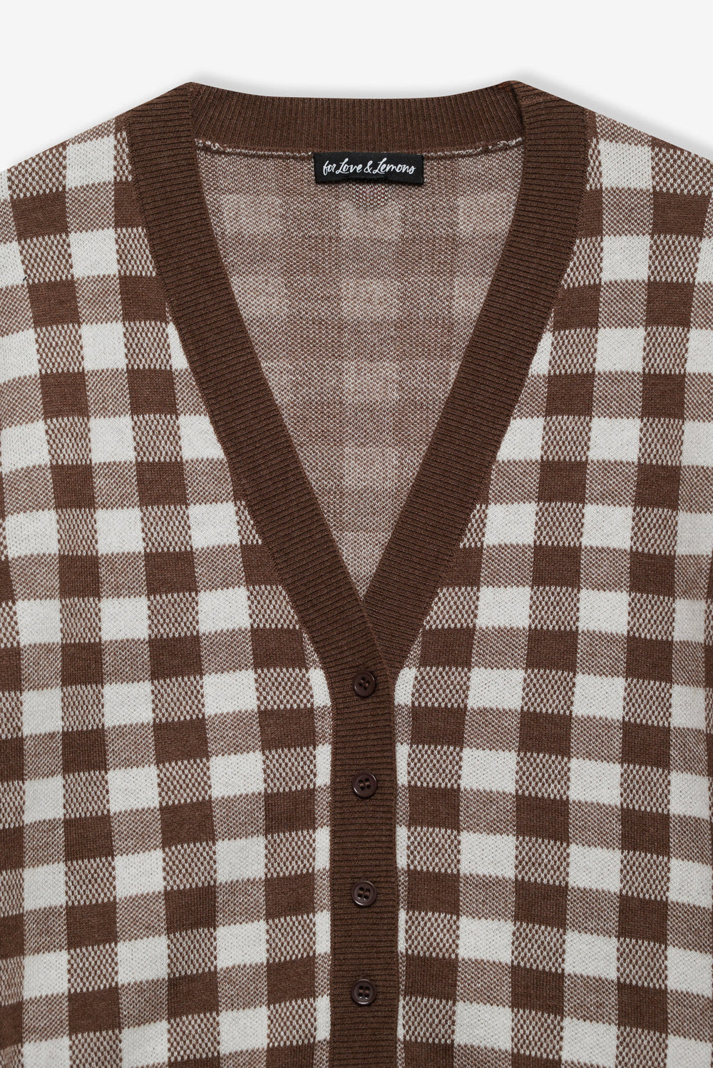Gingham Knit Cardigan Brown