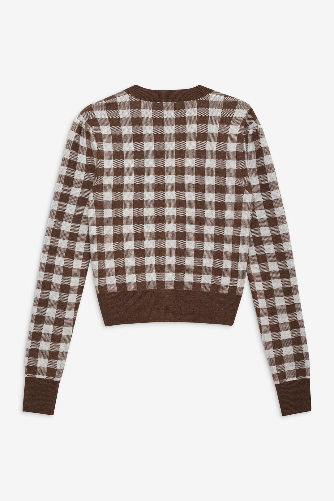 Gingham Knit Cardigan Brown