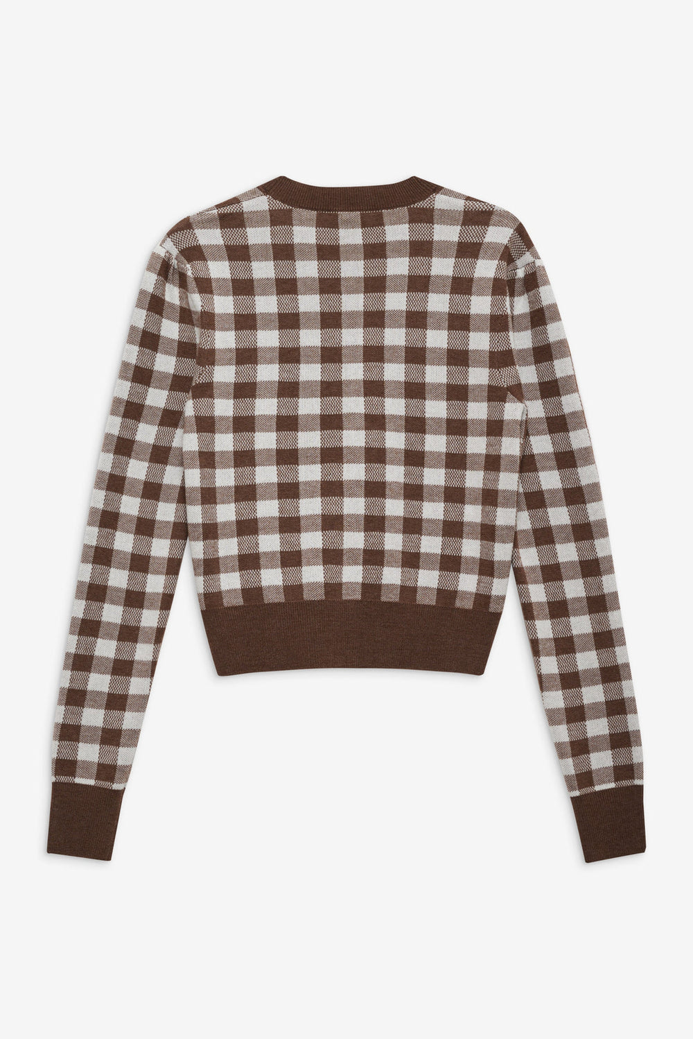 Gingham Knit Cardigan Brown