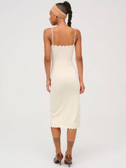 Sisi Scallop Knit Midi Dress Cream