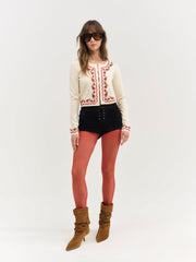 Rose Waltz Scalloped Knit Cardigan Cream