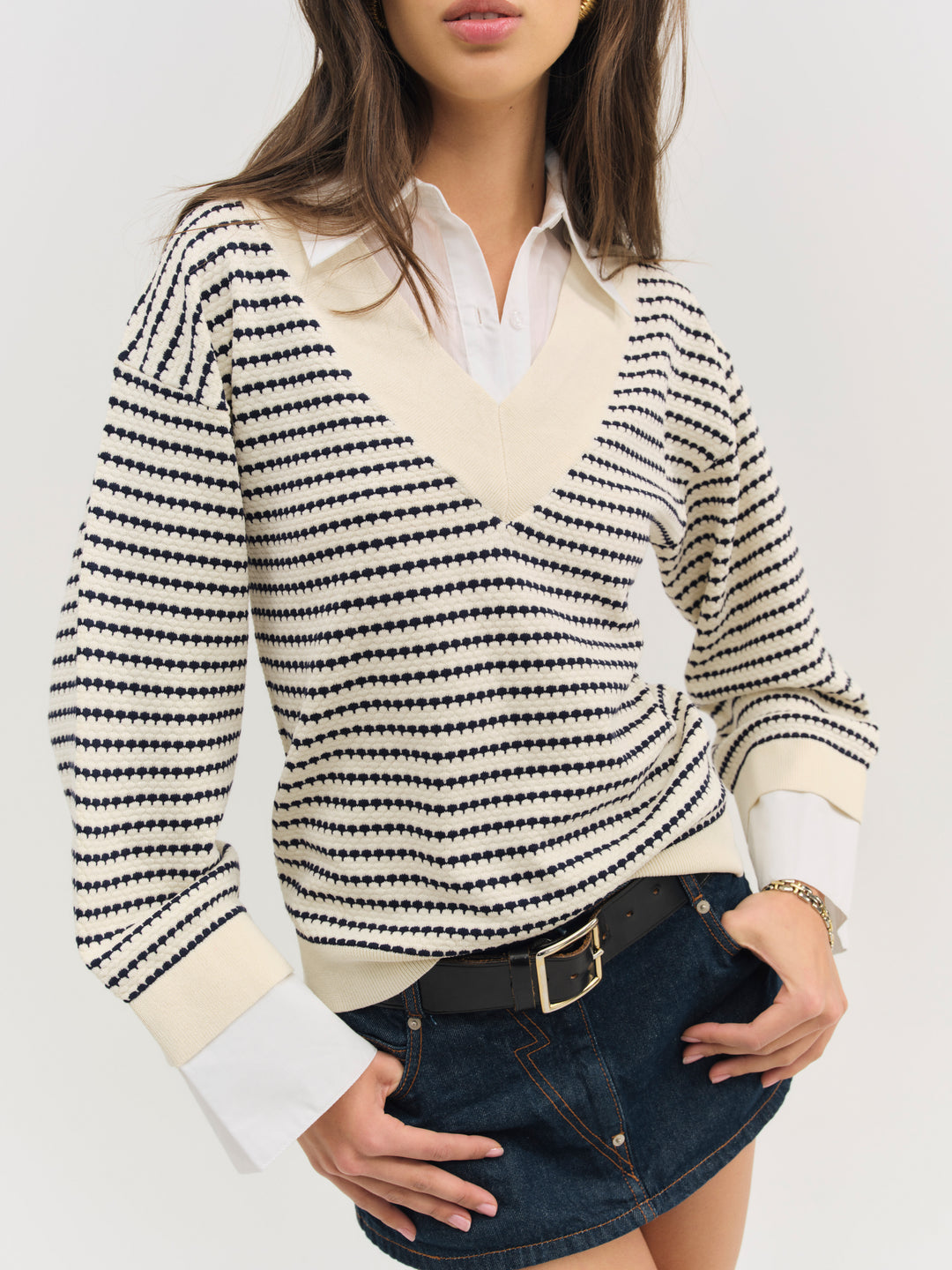 Regatta Stripe Knit Sweater Cream