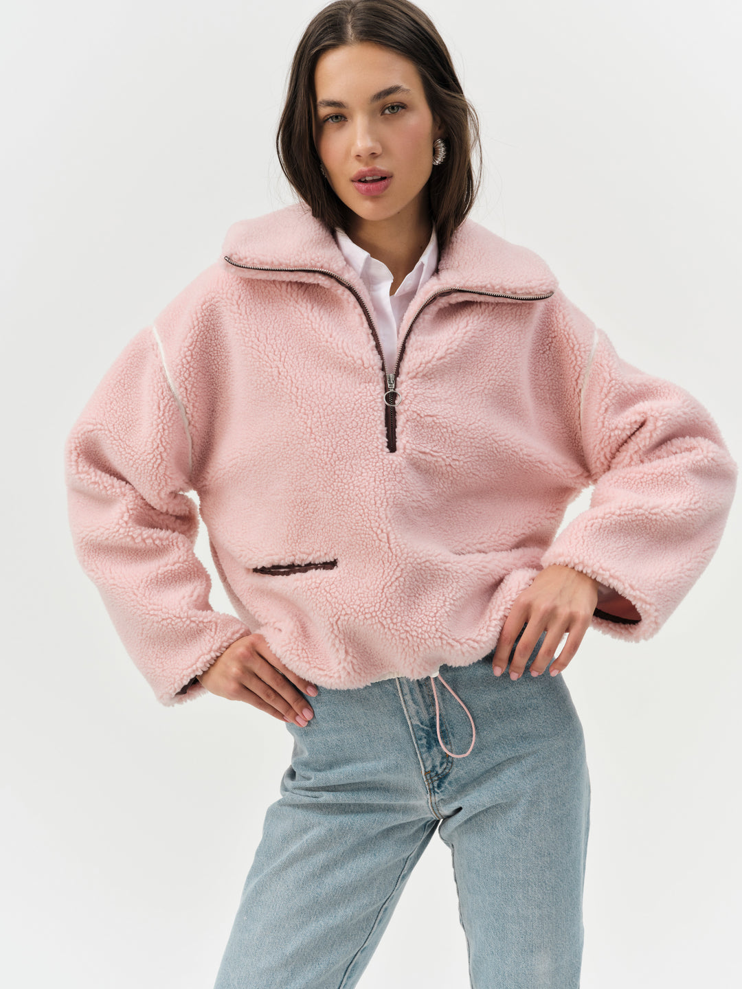 Melody Pullover Sherpa Jacket Pink