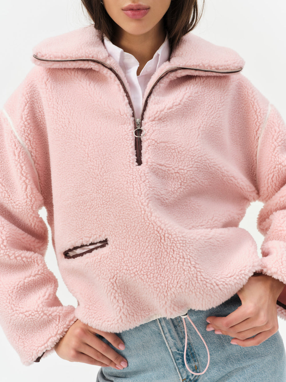 Melody Pullover Sherpa Jacket Pink