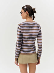 Nora Striped Cardigan Blue