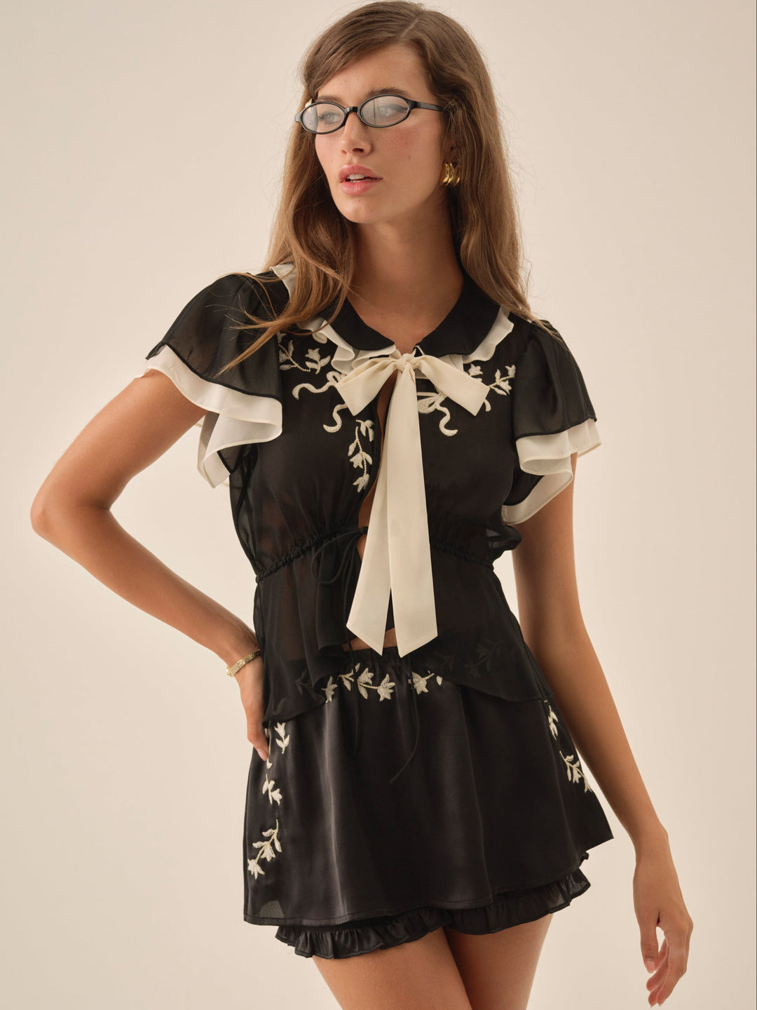 Emmie Chiffon Skort Black