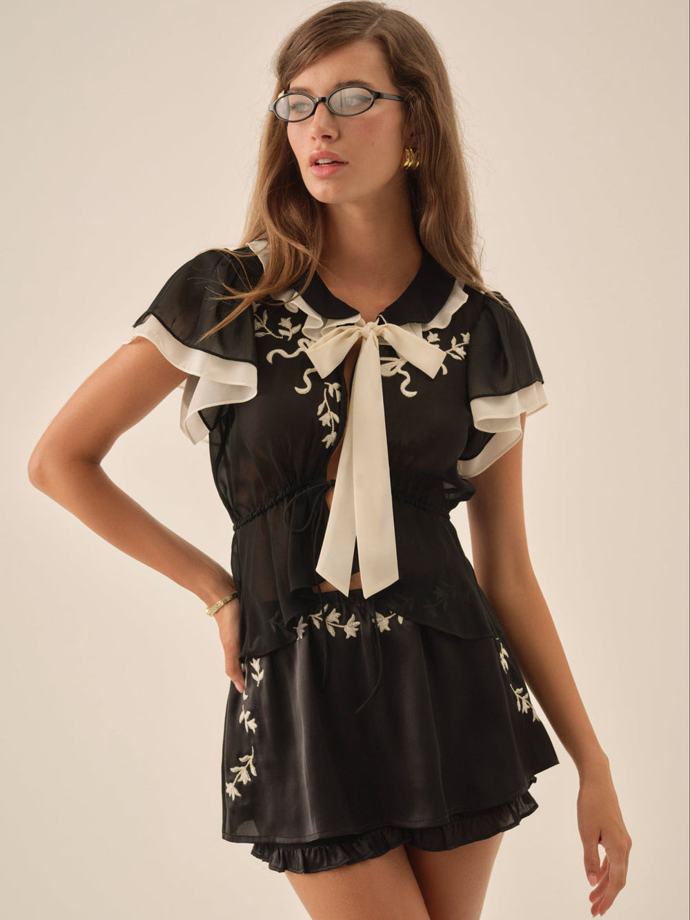 Emmie Chiffon Skort Black