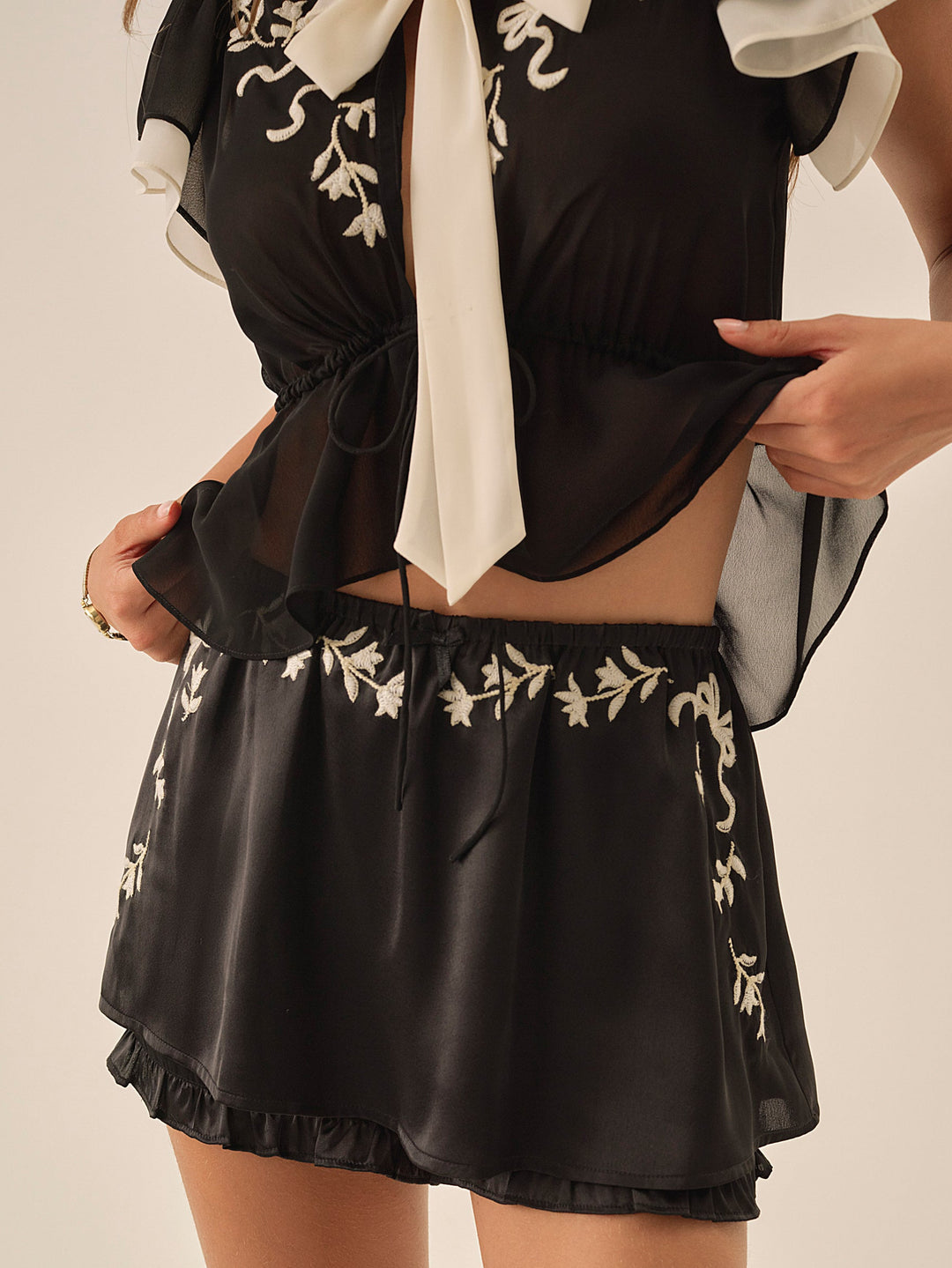 Emmie Chiffon Skort Black