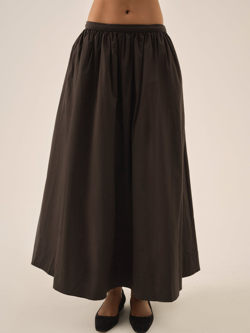 Train Station Poplin Maxi Skirt Black